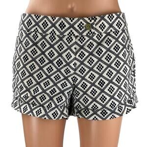 J,Crew Women's Black Geometric Argyle Stretch Mid Rise Mini Casual Shorts Size 6